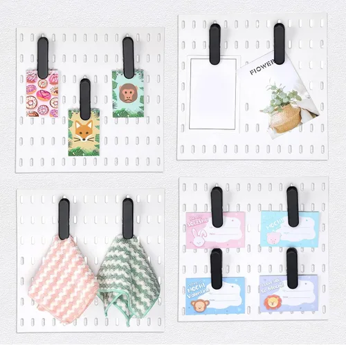 Miniatura 2 de Fulmoon 10 piezas de accesorios de tablero de clavijas, clips de metal para manualidades, sala de estar, cocina, baño, oficina, pared, organizar