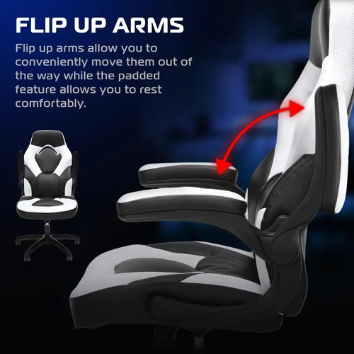 Miniatura 3 de RESPAWN 3085 Silla ergonómica para juegos para adultos, silla de oficina con respaldo alto con reposacabezas y brazos abatibles, asiento de cuero