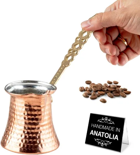 Miniatura 7 de Cafetera turca Hakan Hervidor de agua para estufa, cafetera, calentador de mantequilla, chocolate y leche Calentamiento uniforme y rápido