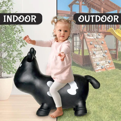 Miniatura 6 de Juguete inflable de vaca negra para niños pequeños con bomba