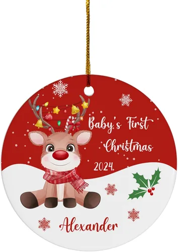 Miniatura 26 de FLOCHIL Adorno personalizado para la primera Navidad del bebé 2024 para niña, adorno personalizado de primera Navidad para bebés 2024 con nombre