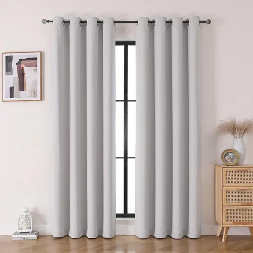 Miniatura 11 de Flyfun - Cortinas opacas con ojales para dormitorio y sala de estar, juego de 2 paneles, con aislamiento térmico, cortinas de oscurecimiento