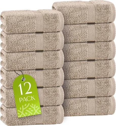 Miniatura 15 de Toallas de mano blancas clásicas para baño [paquete de 12] Toallas de mano de algodón a granel para gimnasio, cocina y spa, 16x27 pulgadas, toallas