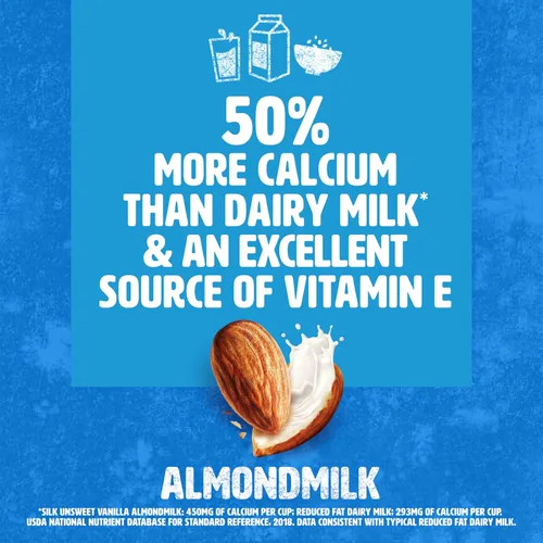 Miniatura 5 de Silk Leche de almendra estable, vainilla sin azúcar, sin lácteos, vegano, proyecto verificado sin OMG, 1 cuarto de galón