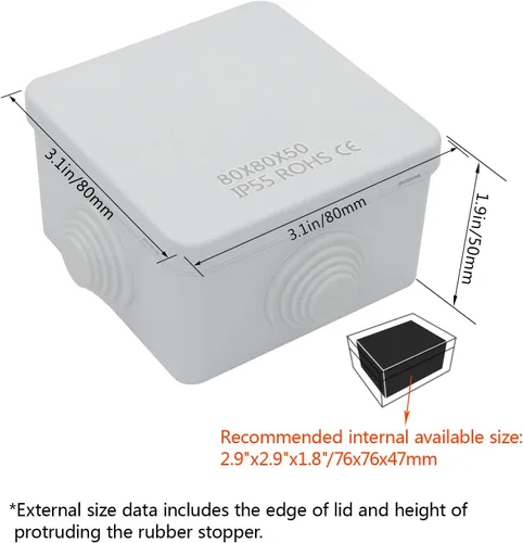 Miniatura 2 de LeMotech Caja de conexiones, plástico ABS IP55 resistente al agua y al polvo, caja eléctrica universal, caja de proyectos para exteriores e