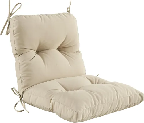 Cojín copetudo para asiento y respaldo de interiores al aire libre, cojín para silla de patio para todo tipo de clima con lazos, para muebles de