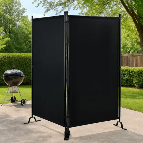 Miniatura 7 de Proman Products - Divisor de sección Galaxy II, divisor de habitación de tela repelente al agua con marco de metal recubierto de polvo negro