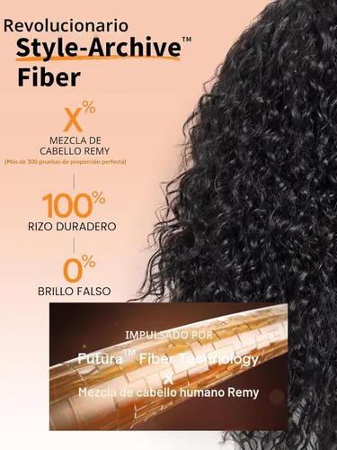 Miniatura 6 de GORGIUS Peluca rizada de corte de pelo lanudo con flequillo fabricada con tecnología Style-Archive™: fibra premium y cabello humano Remy mezclado