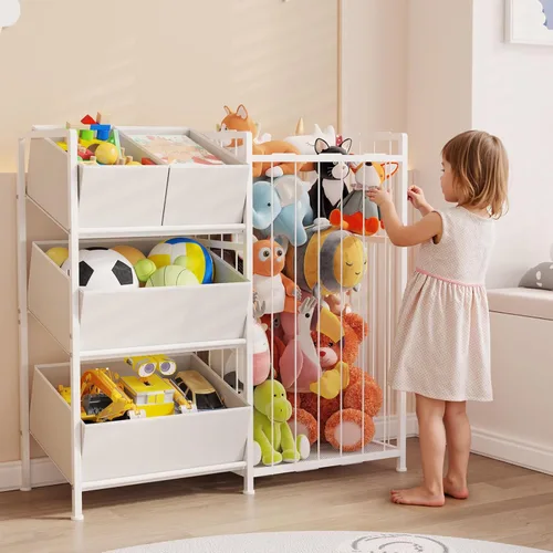 Miniatura 4 de BBLIKE Organizador de almacenamiento para niños con 4 contenedores extraíbles, organizador de almacenamiento para niños para juguetes de peluche