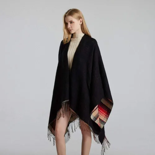 Miniatura 6 de Bakerdani Poncho de pashmina con borla para mujer, suéter de capa