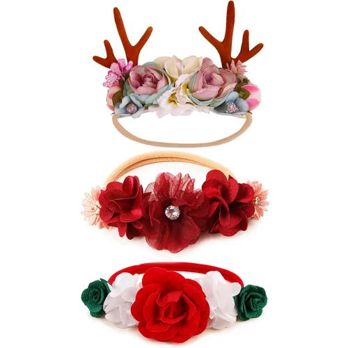 Miniatura 24 de Diadema floral de nailon para bebé, 3 piezas, accesorios para el cabello, regalo para niñas (31#)