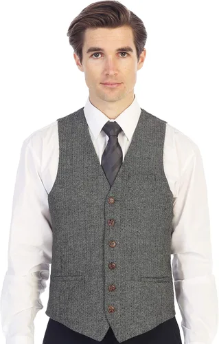 Miniatura 25 de Gioberti Chaleco de tweed formal de 6 botones para hombres