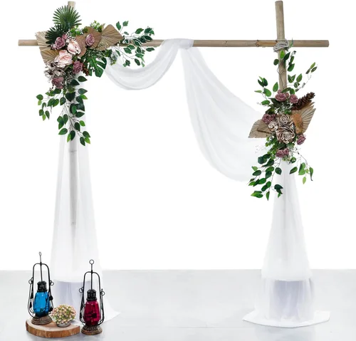 Miniatura 2 de MDS Paquete de 2 paneles de cortina para arco de boda (30 pulgadas de ancho x 20 pies de largo) tela de gasa transparente para boda, ceremonia