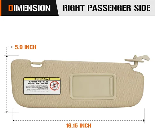 Miniatura 6 de Visera solar derecha para Hyundai Elantra 2011-2015 (no compatible con el modelo GT), repuesto de parasol beige del lado del pasajero 852203X000TX