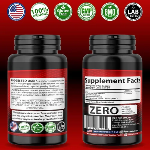 Miniatura 4 de Fadogia Agrestis Extracto Píldoras (fuerza máxima) porciones de 1,000 mg Apoya el rendimiento atlético, la fuerza, la conducción, orgánico