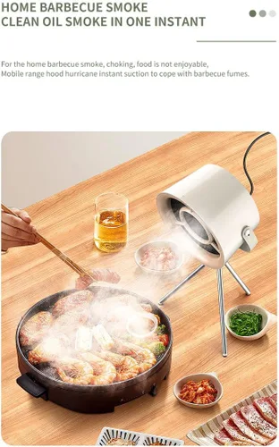 Miniatura 2 de Mini campana extractora portátil, ventilador extractor de escritorio de 3 velocidades con diseño ajustable para colgar barbacoa en interiores, olla