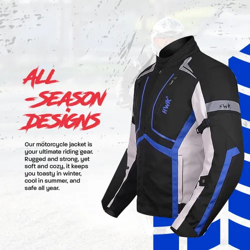 Miniatura 2 de HWK Chaqueta de motocicleta para hombres y mujeres Scorpion con tela Cordura para enduro, motocross, motocicleta, Azul, Pequeña