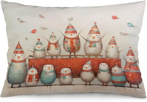 Miniatura 9 de Fundas de almohada de primavera con bonitos muñecos de nieve, fundas de almohada rústicas para vacaciones, funda de almohada tamaño Queen