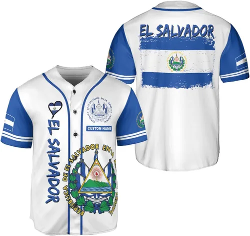 Miniatura 11 de Camiseta de béisbol de El Salvador personalizada,Camiseta personalizada con la bandera salvadoreña,Orgulloso Jersey Salvadoreña,Jersey del orgullo