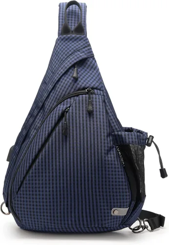 Miniatura 9 de TurnWay - Bolsa bandolera impermeable, bolsa cruzada, bolsa al hombro, con puerto de carga USB para viajes, senderismo, ciclismo, campamento Gris