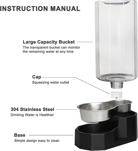 Miniatura 4 de Sfozstra - Dispensador de agua por gravedad: Comedero automático de 4L en acero inoxidable blanco para gatos sin filtros para mascotas, uso