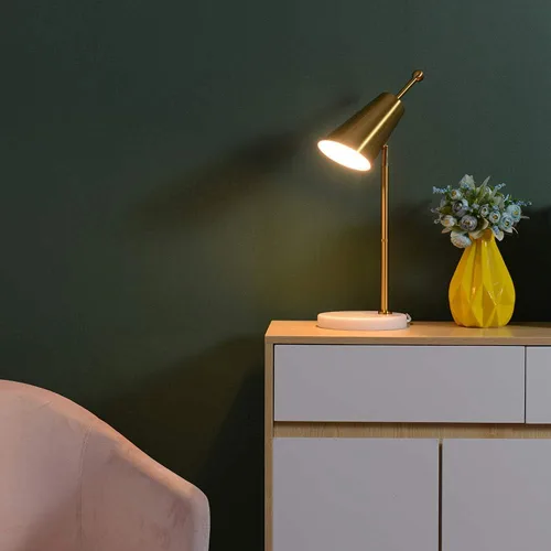 Miniatura 5 de Hsyile Lighting KU300234 Lámpara de mesa creativa para dormitorio y sala de estar, acabado de latón