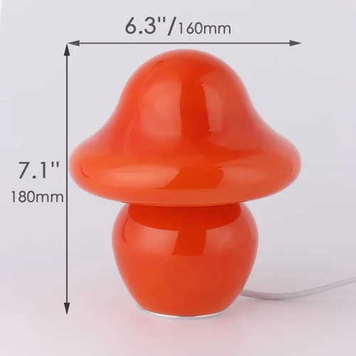 Miniatura 7 de HEQET Lámpara de hongo naranja de vidrio para mesa, lámpara de hongo para dormitorios, sala de estar, lámparas estéticas para dormitorio, linda