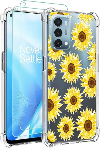 Miniatura 8 de Osophter Funda para Oneplus Nord N200 5G con protector de pantalla floral floral para niñas y mujeres, absorción de golpes flexible de goma TPU