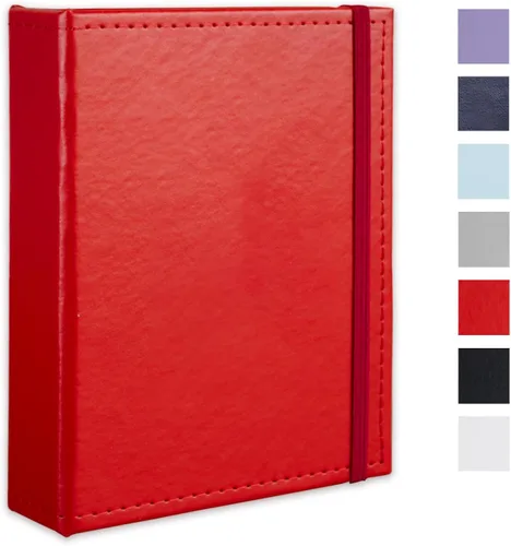 Miniatura 35 de Álbum de fotos pequeño de 4 x 6 pulgadas, paquete de 2 libros de fotos de cuero, cada mini álbum de 26 páginas tiene capacidad para 52 fotos, Rojo