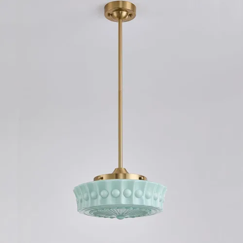 Miniatura 9 de Lámpara colgante de vidrio lechoso, 35.56 cm Candelabro moderno de mediados de siglo estilo escuela colgante, lámpara vintage para dormitorio