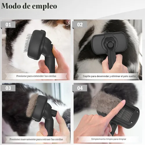 Miniatura 7 de Swihauk Cepillo Deslizante de Autolimpieza para Perros y Gatos - Cepillo de Desenredado y Aseo Amigable con la Piel para Mascotas con Pelo, Negro
