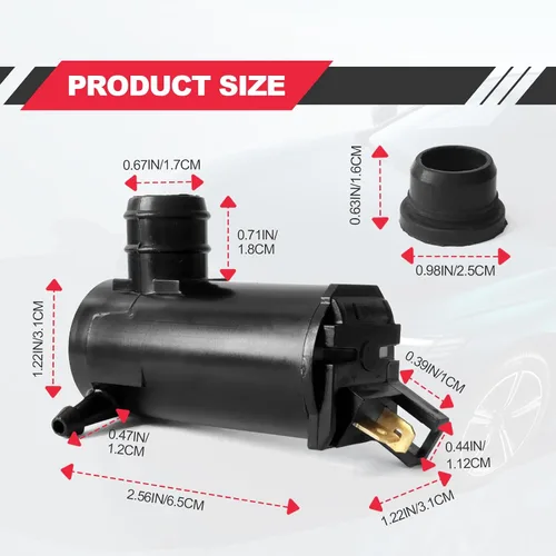 Miniatura 2 de Bomba de lavado de parabrisas, compatible con Acura Honda Suzuki, reemplaza al OEM: 38512SC4673, 38512SC4672, 38512SDAA01, Delco 8-6721, Bomba
