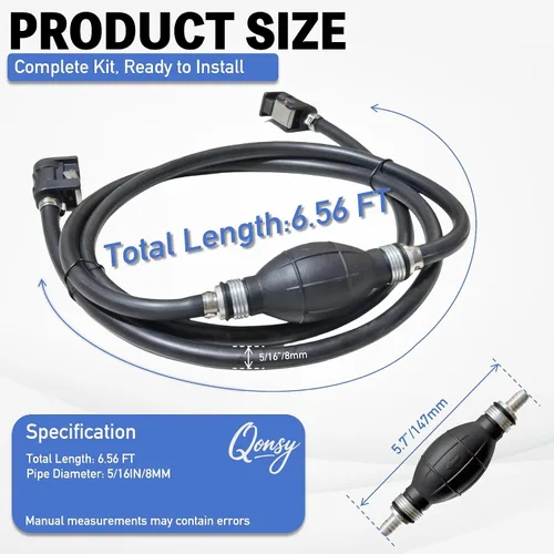 Miniatura 2 de Kit de línea de combustible de 6.5 pies y 5/16 pulgadas con bombilla de imprimación y conectores para motor fuera de borda Yamaha y se adapta a