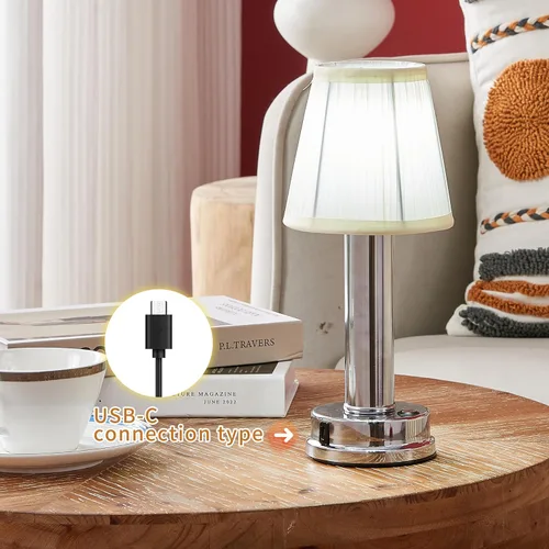 Miniatura 7 de SOL HOME AND GARDEN Lámpara de mesa LED con interruptor táctil USB estilo hongo de cristal, decoración de atmósfera, para dormitorio, sala de estar
