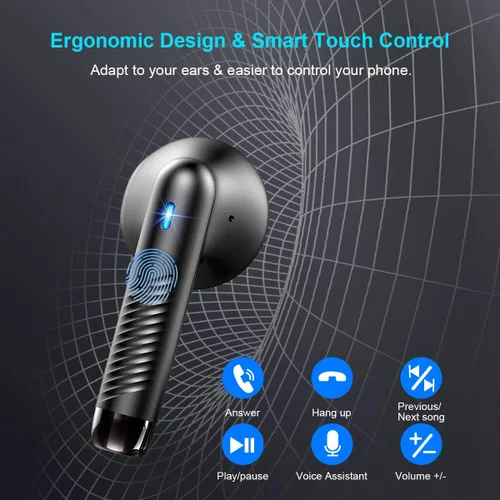 Miniatura 6 de Auriculares inalámbricos, auriculares Bluetooth 5.4 con graves estéreo, auriculares Bluetooth en el oído con cancelación de ruido y micrófono
