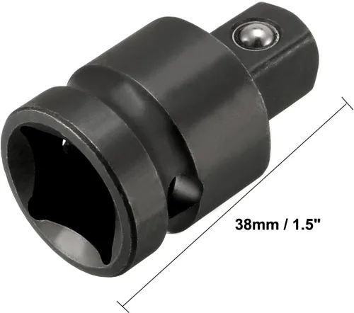 Miniatura 2 de uxcell Reductor de enchufe de impacto de 1/2" (hembra) x 3/8" (macho) para uso con llaves de impacto de aire, barras rompedoras, trinquetes, acero