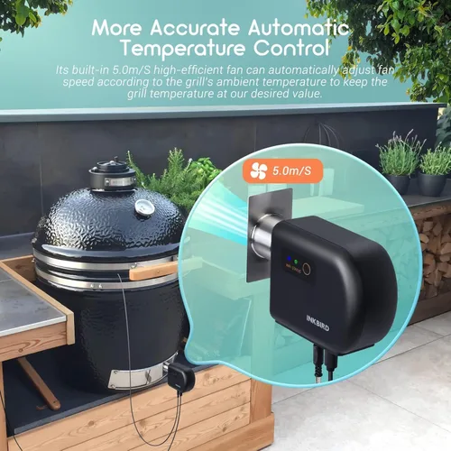 Miniatura 3 de INKBIRD Controlador de temperatura Wi-Fi y Bluetooth para barbacoa, termómetro automático para ventilador de ahumador, con 4 sondas para huevo