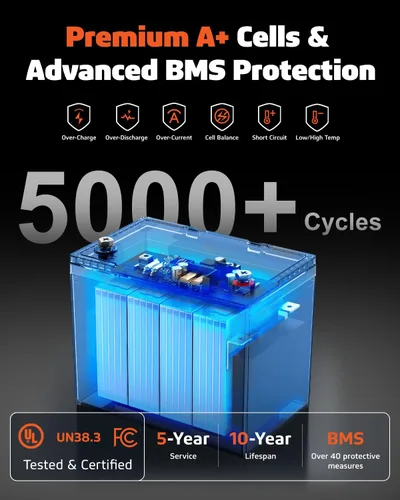 Miniatura 2 de Batería de litio LiFePO4 de 12 V 300 Ah, batería LiFePO4 de ciclo profundo para RV con protección a baja temperatura, BMS de 200 A, 3840 Wh, ciclos
