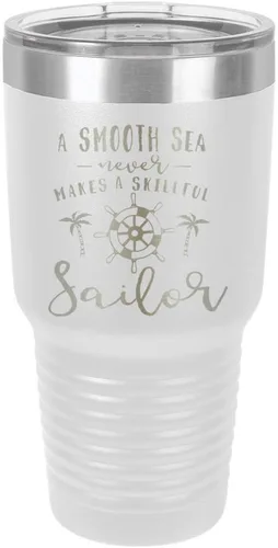 Miniatura 18 de Un mar suave nunca hace un sillón hábil grabado de 325 ml vaso de acero con recubrimiento de polvo grabado por láser taza de viaje de camello polar