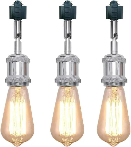 Miniatura 30 de Paquete de 1 unidad de diseño retro E26/E27 con base de título ajustable, ángulo de título rotado, sistema H, mini iluminación de cabeza de pista