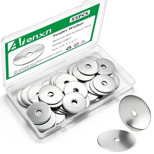 Miniatura 16 de Kit de surtido de 270 piezas de arandelas planas, 8 tamaños SAE -1/2, 3/8, 5/16, 1/4, 12#, 10#, 8#, 6#, (18-8) arandelas de acero inoxidable 304