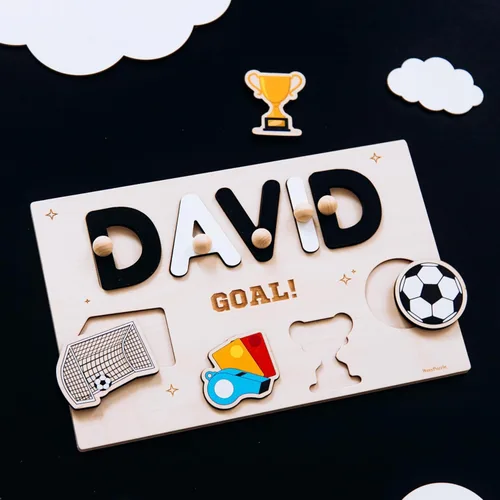 Miniatura 6 de Rompecabezas deportivo Montessori con nombre de fútbol, tablero deportivo para niños pequeños, decoración de guardería, fiesta temática de fútbol