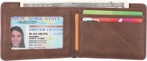 Miniatura 3 de Cartera delgada de bolsillo frontal para hombres Billfold con ventana de identificación de acceso rápido ranura y bloqueo RFID