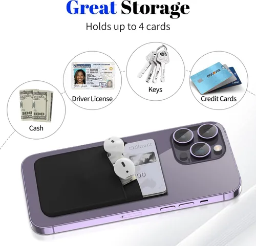 Miniatura 5 de Senose Cartera adhesiva para teléfono, tarjetero para la parte posterior del teléfono, adhesivo fuerte compatible con iPhone y la mayoría