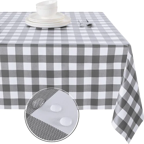 Miniatura 29 de Obstal Mantel 100% impermeable de PVC, mantel rectangular de vinilo a prueba de aceite y derrames, cubierta de mesa lavable para uso en exteriores e