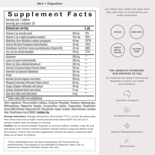 Miniatura 5 de JSHealth Fórmula de vitaminas para la piel y la digestión Suplemento de piel con zinc Cúrcuma de bardana Piel clara y saludable Tratamiento