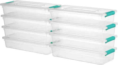 Miniatura 15 de novelinks Contenedores de almacenamiento apilables transparentes con tapa, cajas de almacenamiento de plástico duradero para oficina en casa