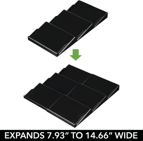 Miniatura 2 de mDesign - Estante de especias de plástico ajustable y expandible, organizador de cajón para gabinetes de cocina, 3 niveles inclinados para ajo, sal