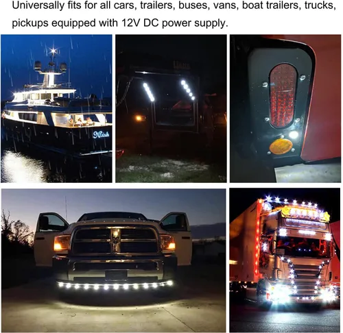 Miniatura 6 de FXC - 10 luces LED redondas de 3/4" - frontales y traseras, luz intermitente lateral, intermitentes para camión, coche, autobús, remolque, Blanco