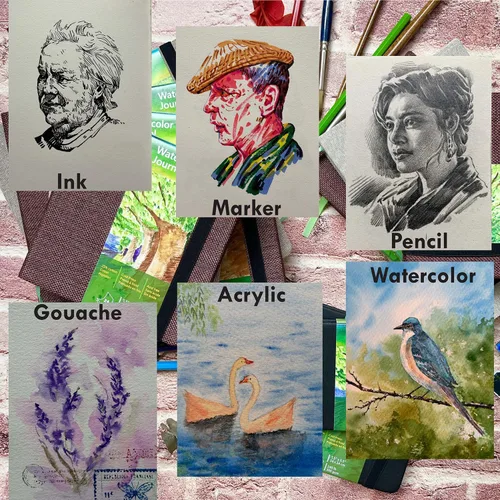 Miniatura 5 de tumuarta Cuaderno de Acuarela Cuadrado, 5.5x5”, 140 LB, 300 GSM, Papel de Algodón, Prensado en Frío, 24 Hojas, 48 Páginas, Libros de Papel de Gris